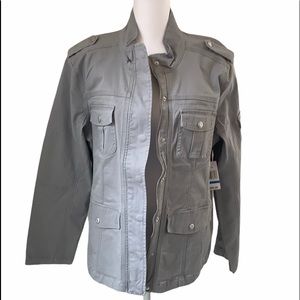 Kensie Jean Utility Zipper Jacket Grey NWT Size XL
